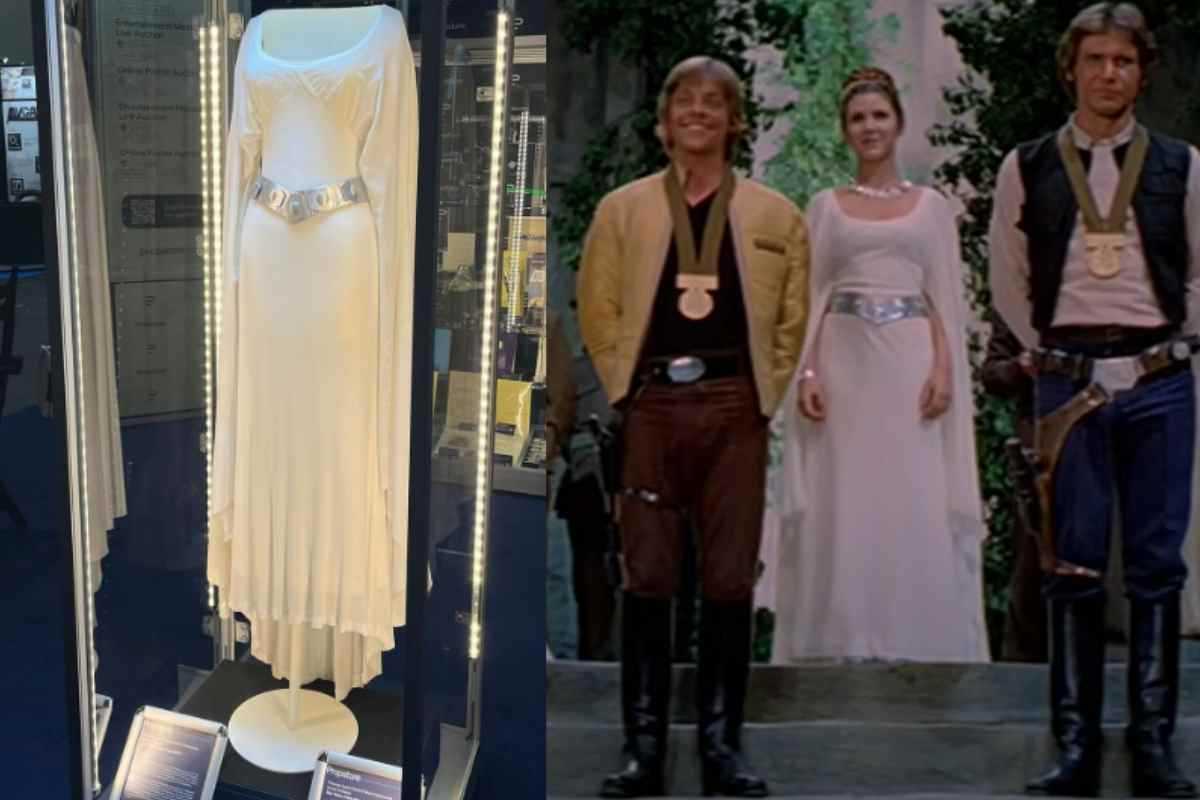 Principessa Leila all'asta il magnifico abito bianco del finare di Star Wars Episodio IV Una nuova speranza